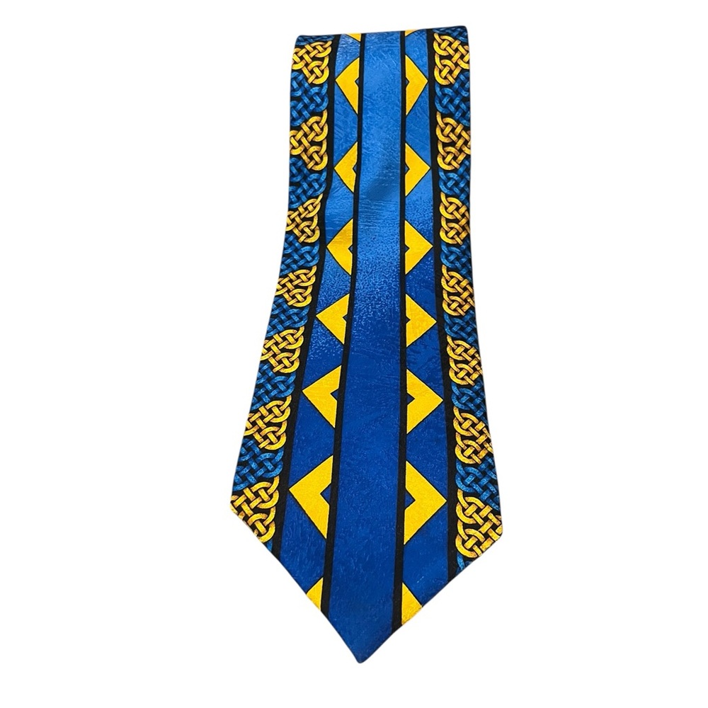 Rush Limbaugh No Boundaries Collection Vintage Blue Yellow Links 90s Silk Tie